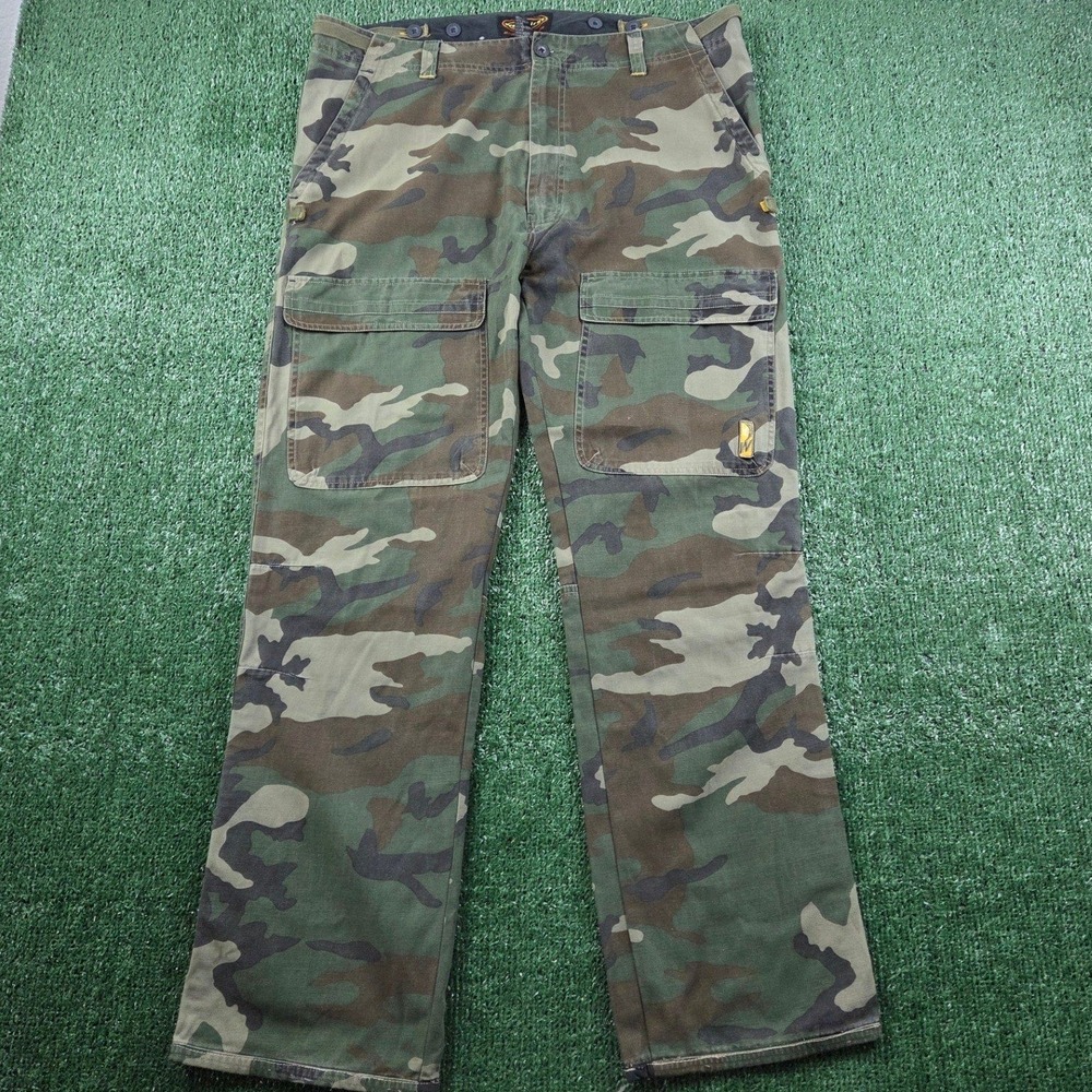 Wearfirst Action Brand Mens Camo Cargo Pants 36x32 Woodland Camouflage Cotton